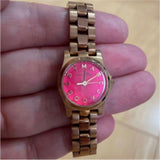 Marc Jacobs Henry Dinky Pink Dial Rose Gold Stainless Steel Strap Watch for Women - MBM3203