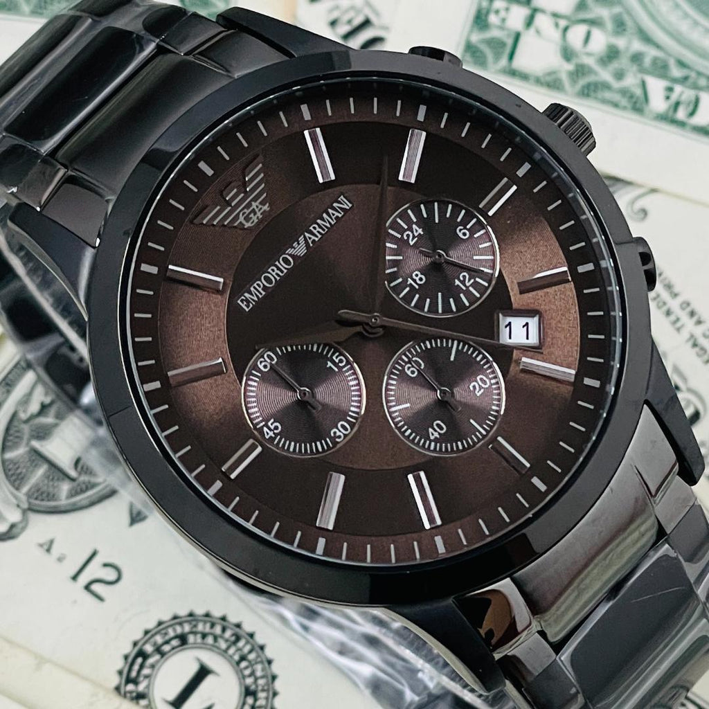 Emporio Armani Classic Chronograph Grey Dial Grey Steel Strap