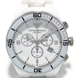 Emporio Armani Ceramic Chronograph White Dial White Ceramic Strap Watch For Men - AR1424