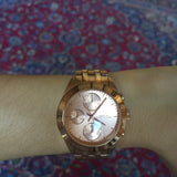 Marc Jacobs Peeker Chronograph Rose Gold Dial Stainless Steel Strap Watch for Women - MBM3394