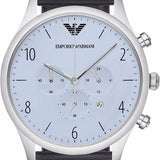 Emporio Armani Chronograph Blue Dial Blue Leather Strap Watch For Men - AR1889