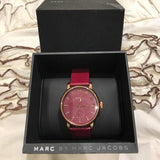 Marc Jacobs Baker Maroon Dial Maroon Leather Strap Watch for Women - MBM1267