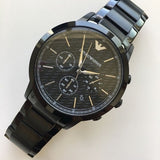 Emporio Armani Dress Chronograph Quartz Black Dial Black Stainless Steel Strap Watch For Men - AR2485