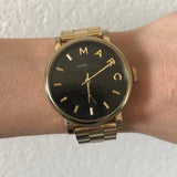 Marc Jacobs Baker Black Dial Gold Stainless Steel Strap Watch for Women - MBM3355