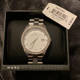 Marc Jacobs Henry White Diamonds Dial Silver Stainless Steel Strap Watch for Women - MBM3044