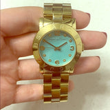 Marc Jacobs Amy Turquoise Dial Gold Stainless Steel Strap Watch for Women - MBM3301