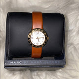 Marc Jacobs Amy White Dial Brown Leather Strap Watch for Women - MBM8574