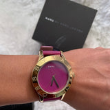 Marc Jacobs Purple Dial Purple Leather Strap Watch for Women - MBM1209