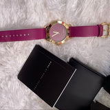 Marc Jacobs Purple Dial Purple Leather Strap Watch for Women - MBM1209