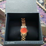 Marc Jacobs Henry Dinky Orange Dial Gold Stainless Steel Strap Watch for Women - MBM3202