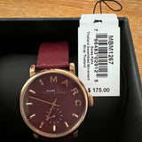 Marc Jacobs Baker Maroon Dial Maroon Leather Strap Watch for Women - MBM1267