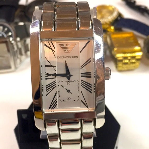 Emporio Armani Classic White Dial Silver Steel Strap Watch For Men