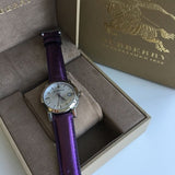 Burberry The City Silver Dial Purple Leather Strap Watch for Women - BU9122