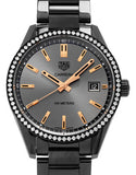 Tag Heuer Carrera Quartz 39mm Diamond Black Dial Black Steel Strap Watch for Women - WAR1115.BA0602