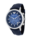 Emporio Armani Classic Chronograph Blue Dial Blue Leather Strap Watch For Men - AR2473