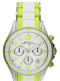 Marc Jacobs Rock Chrono White Dial White & Green Rubber Strap Watch for Women - MBM2592