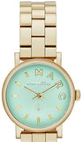 Marc Jacobs Baker Mint Green Dial Gold Stainless Steel Strap Watch for Women - MBM3284