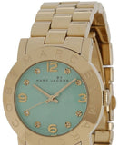 Marc Jacobs Amy Turquoise Dial Gold Stainless Steel Strap Watch for Women - MBM3301