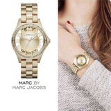 Marc Jacobs Henry Gold Transparent Dial Gold Stainless Steel Strap Watch for Women - MBM3338