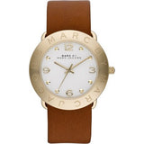 Marc Jacobs Amy White Dial Brown Leather Strap Watch for Women - MBM8574