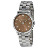 Marc Jacobs Baker Brown Dial Silver Stainless Steel Strap Watch For Women - MBM3329