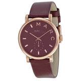 Marc Jacobs Baker Maroon Dial Maroon Leather Strap Watch for Women - MBM1267