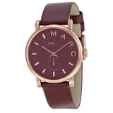 Marc Jacobs Baker Maroon Dial Maroon Leather Strap Watch for Women - MBM1271