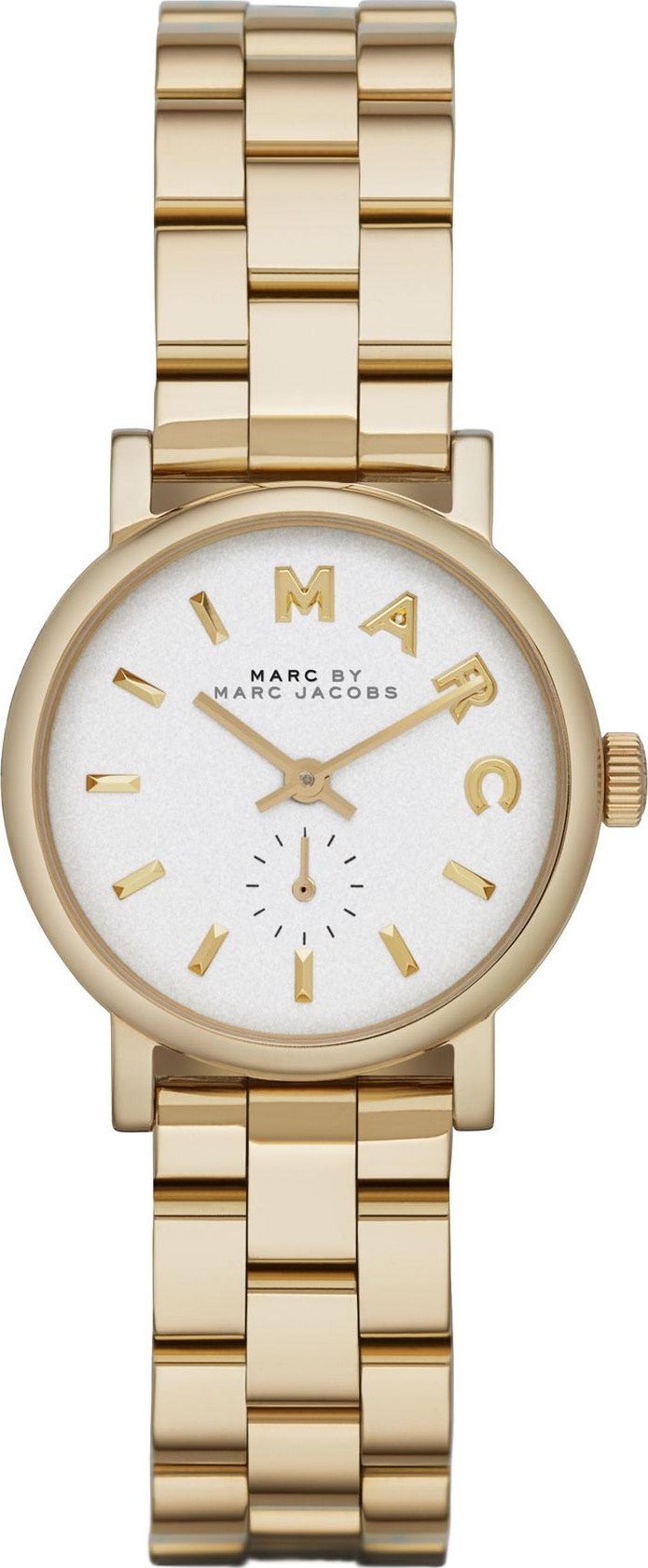 Marc Jacobs Baker White Dial Gold Steel Strap Watch for Women