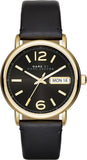 Marc Jacobs Fergus Black Dial Black Leather Strap Watch for Women - MBM8651