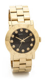 Marc Jacobs Amy Black Dial Gold Stainless Steel Strap Watch for Women - MBM3336