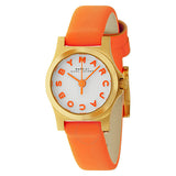 Marc Jacobs Henry Dinky White Dial Orange Leather Strap Watch for Women - MBM1236