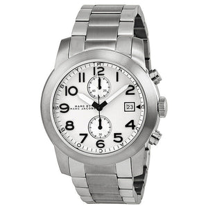 Marc Jacobs Larry Chronograph White Dial Silver Steel Strap Watch for Men - MBM5030