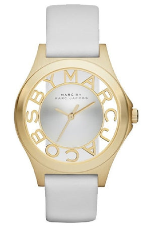 Marc Jacobs Henry White Skeleton Dial White Leather Strap Watch for Women - MBM1339