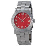 Marc Jacobs Amy Red Dial Silver Stainless Steel Strap Watch for Women - MBM3302