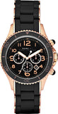 Marc Jacobs Rock Chronograph Black Dial Black Silicone Steel Strap Watch for Women - MBM2553