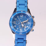 Marc Jacobs Rock Chronograph Blue Dial Blue Silicone Steel Strap Watch for Women - MBM2575
