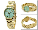 Marc Jacobs Baker Mint Green Dial Gold Stainless Steel Strap Watch for Women - MBM3284