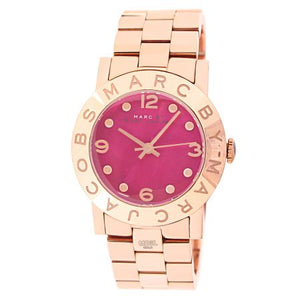 Marc Jacobs Amy Pink Dial Rose Gold Steel Strap Dial Watch for Women - MBM8625