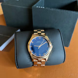 Marc Jacobs Henry Blue Dial Rose Gold Stainless Steel Strap Watch for Women - MBM3213