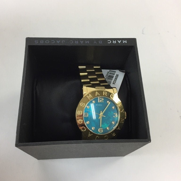 Marc Jacobs Amy Green Dial Gold Steel Strap Watch for Women