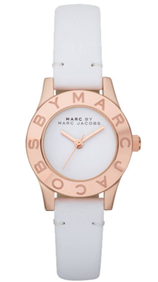 Marc Jacobs Blade Mini White Dial White Leather Strap Watch for Women - MBM1207