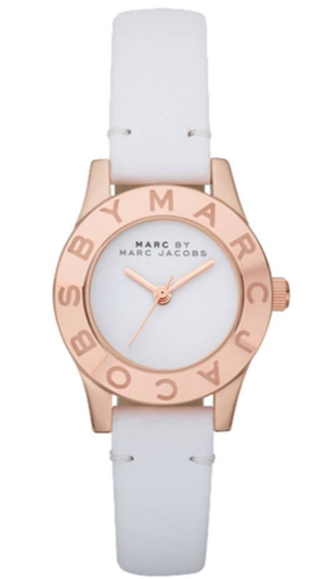 Marc Jacobs Blade Mini White Dial White Leather Strap Watch for Women - MBM1207