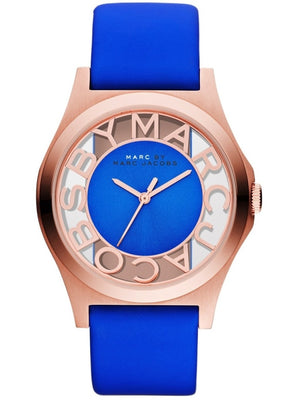 Marc Jacobs Henry Blue Dial Blue Leather Strap Watch for Women - MBM1244