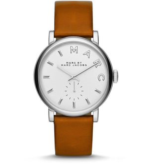 Marc Jacobs Baker White Dial Brown Leather Strap Watch for Women - MBM1265