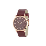 Marc Jacobs Baker Maroon Dial Maroon Leather Strap Watch for Women - MBM1267