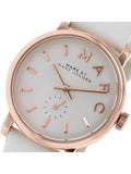 Marc Jacobs Baker White Dial White Leather Strap Watch for Women - MBM1284