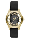 Marc Jacobs Henry Black Skeleton Dial Black Leather Strap Watch for Women - MBM1340