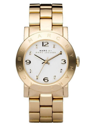 Marc Jacobs Amy White Dial Gold Stainless Steel Strap Watch for Women - MBM3056