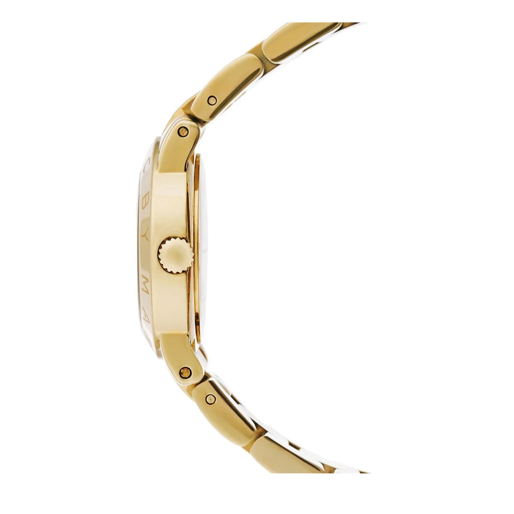 Marc Jacobs Mini Amy White Dial Gold Stainless Steel Strap Watch for Women