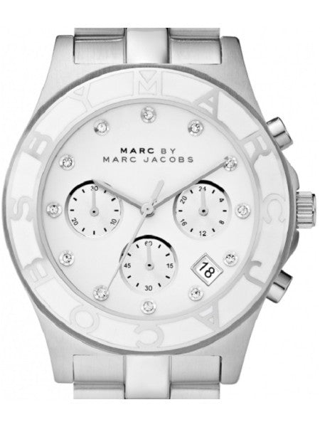 Marc Jacobs Blade White Dial Silver Stainless Steel Strap Watch for Women